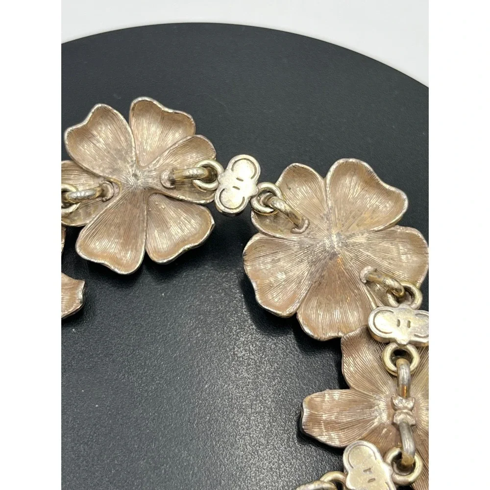 Brighton‎ Vintage Retro Garden Flower Two-Tone 3-D Crystal Brushed Bracelet
